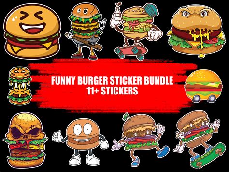 Funny Burger Sticker PNG Burger SVG Cheeseburger SVG | Etsy