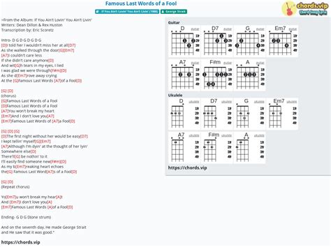 Chord: Famous Last Words of a Fool - tab, song lyric, sheet, guitar, ukulele | chords.vip