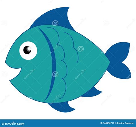 Clipart of a Blue-colored Smiling Fish Vector or Color Illustration Stock Vector - Illustration ...