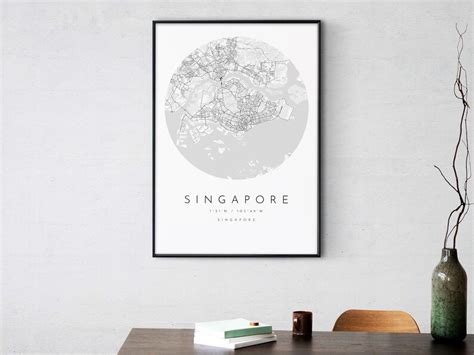 Singapore Map Print Singapore Map Poster Singapore City - Etsy