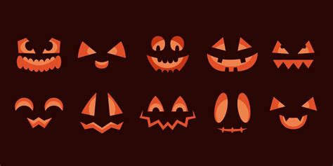 Set of scary faces in cartoon style. Halloween design elements ...