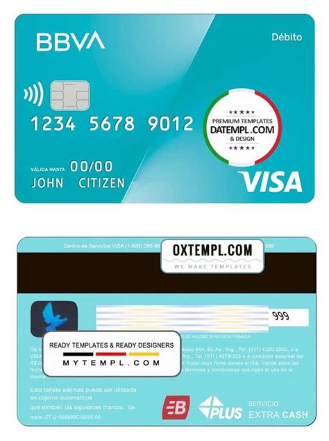 Argentina BBVA bank Visa Debit card template in PSD forma... | Visa debit card, Debit card, Card ...