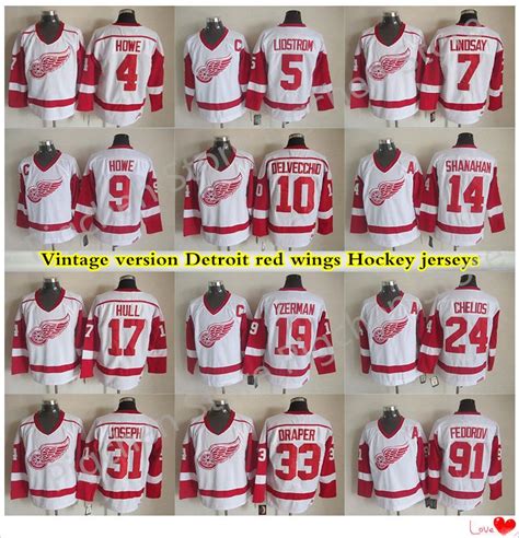 2021 Detroit Red Wings Vintage Version Jerseys 19 YZERMAN 9 HOWE 5 ...