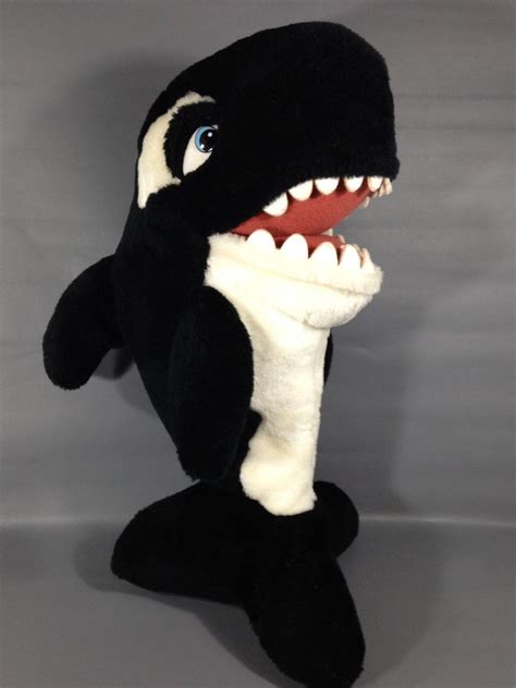 Sea World ORCA Plush Killer Whale LARGE 19" Shamu RARE Open Mouth Stuffed Animal - Other