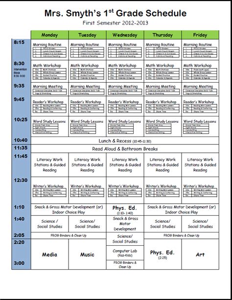 First grade schedule, First grade, Word study lessons