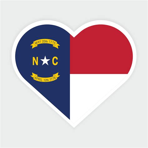 North Carolina state flag in Heart shape. Vector North Carolina flag in ...