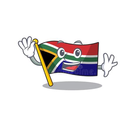 Waving Flag South Africa with Cartoon Shape Stock Vector - Illustration of flapping, cute: 160171987