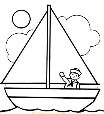 a black and white drawing of a person on a sailboat