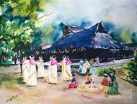 Onam thiruvathira Painting by George Jacob - Pixels