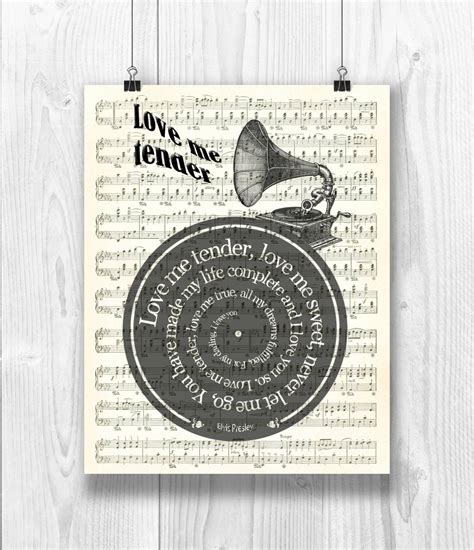 Elvis Presley Print Love Me Tender Song Lyrics in Spiral Over - Etsy