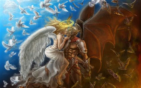 Love Between Angel And Demon Fantasy Hd Wallpaper 1920x1200 16689 ...