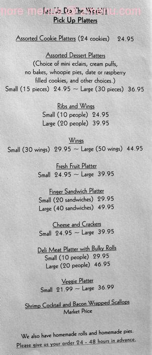 Menu at Governor's Restaurant & Bakery, Presque Isle