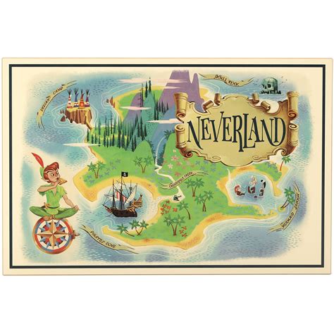 Open Road Brands Disney Peter Pan Neverland Map - Large Peter Pan Wall Decor for Kids' Bedroom ...