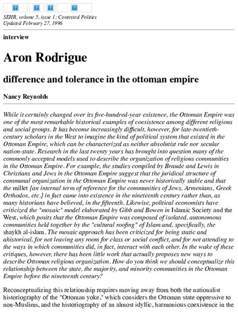 (PDF) Difference and and Tolerance in the Ottoman Empire | Aron ...