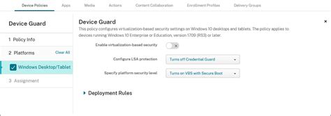 Device Guard device policy | Citrix Endpoint Management