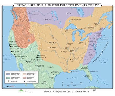 #010 French, Spanish & English Settlements to 1776 - The Map Shop