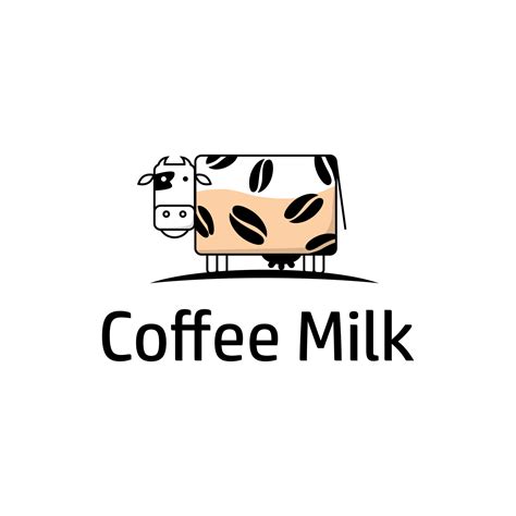 Creative coffee milk logo design, Hot coffee milk with cow cartoon background 20379069 Vector ...