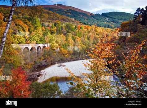 Autumn Colours above the River Garry at the Pass of Killiecrankie near ...