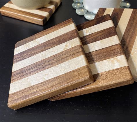 Handmade Wood Coaster Set. Coffee table coasters Bar | Etsy