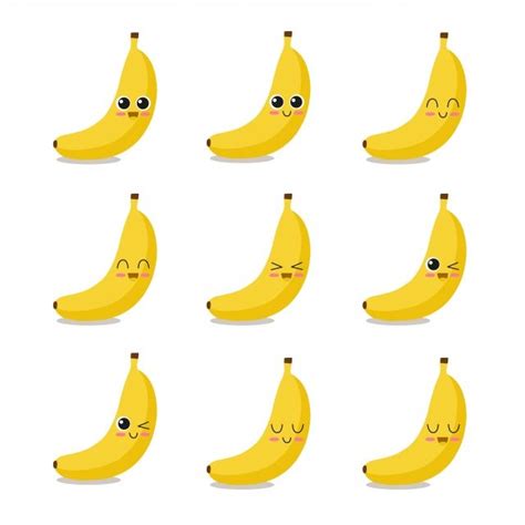 Banana Character Collection, Banana Clipart, Banana, Comida Imagem PNG e Vetor Para Download ...