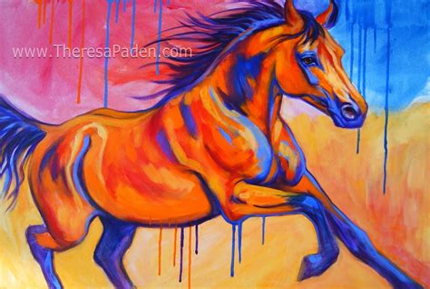 Paintings by Theresa Paden: Large Colorful Horse Art, Original Painting by Theresa Paden