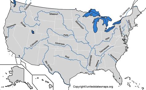 Map Of US Rivers And Lakes With Printable Pdf Free Blank Map Of Us With ...