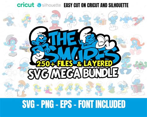 Smurf SVG Bundle Smurf Font Cut Files for Cricut and - Etsy