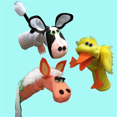 Handmade Farm Animal Sock Puppet Gift Set by SockHollow on Etsy