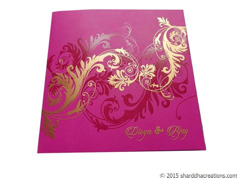 Beautiful Pink Wedding Invitation Card - Lotus Card Studio