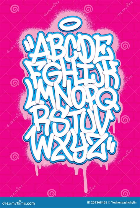 Colorful Graffiti Font Alphabet on Spray Paint Background. Vector Illustration Stock Vector ...