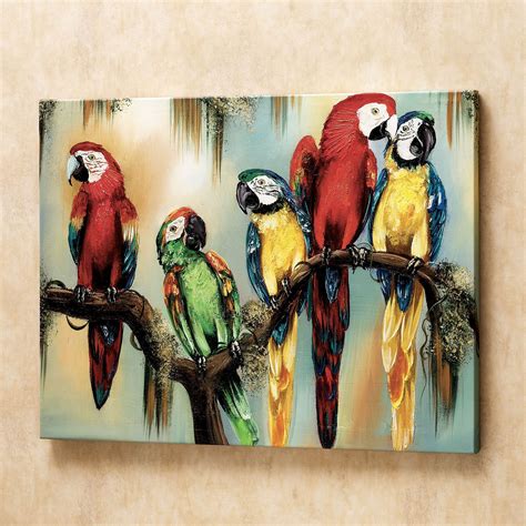 Tropical Macaw Parrots Canvas Art