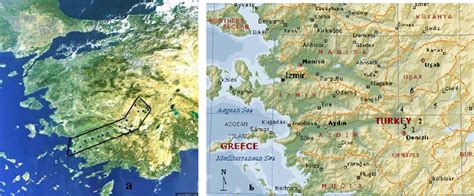 a) Satellite image of Büyük Menderes River Basin, b) Map of the study... | Download Scientific ...