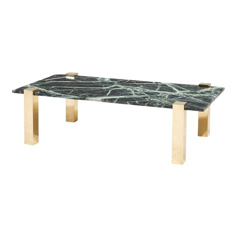 Pace Collection Verde Green Marble and Brass Coffee Table, 1970 | Chairish