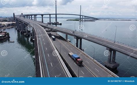 Aerial Shot of the Cebu Cordova Bridge (CCLEX) Full of Cars, Mactan Island Editorial Photography ...