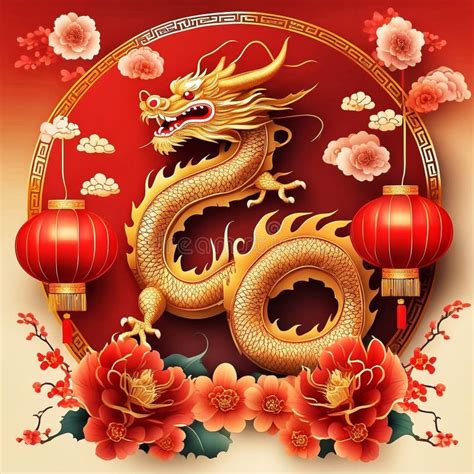 Happy Chinese New Year 2024. Year of the Golden Dragon Stock Photo ...