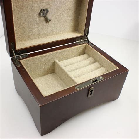 Brown Wooden Jewelry Box With Lock And Key | Property Room