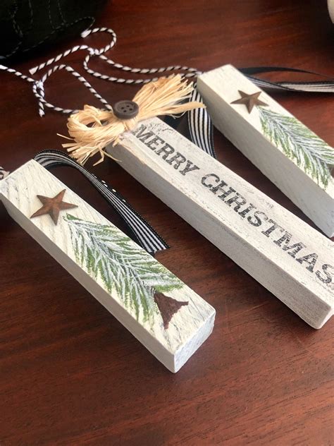 Set of 3 Rustic Farmhouse Inspired Ornaments | Etsy