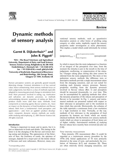 (PDF) Dynamic methods of sensory analysis