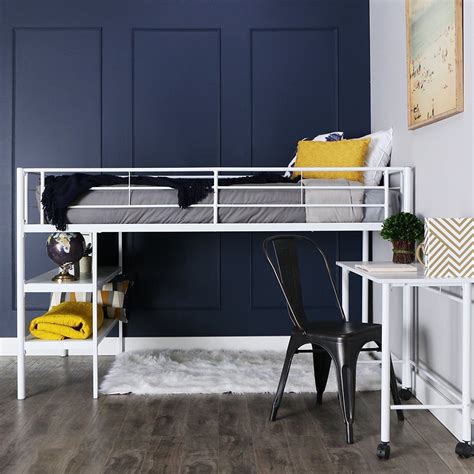 white metal bunk bed with desk | Interior Design Ideas