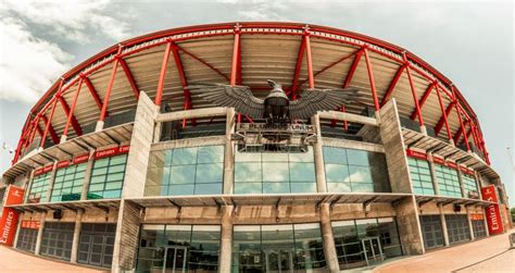 June 25th, 2018, Lisbon, Portugal - Eagle and E Pluribus Unum Motto Statue at Estadio Da Luz ...