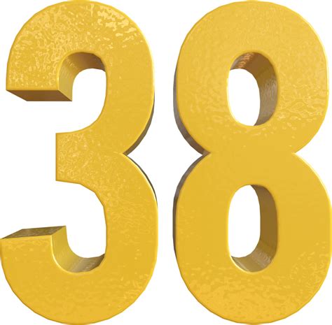 Number 38 Yellow Metal Paint 3D Render 16652967 PNG