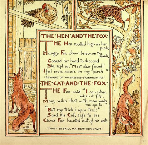 The Hen And The Fox The Cat And The Fox Drawing by English School - Fine Art America