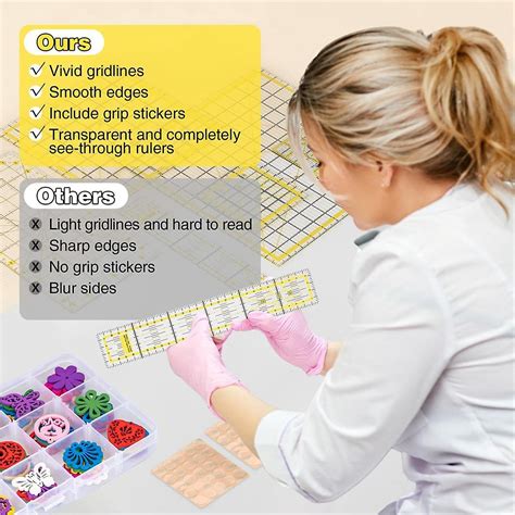 Acrylic Quilting Ruler Set With Double-colored Grid Lines, Clear Mark ...