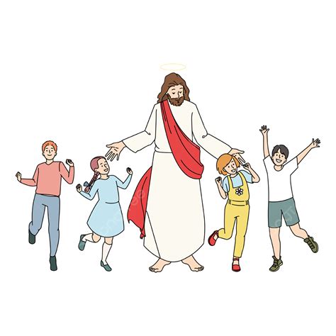 Smiling Children Dance Near Jesus Christ, Jesus, Kids, Children PNG and Vector with Transparent ...