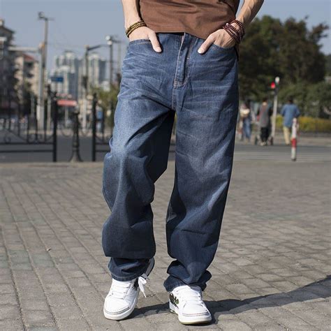 Great for Mens Hip Hop Baggy Jeans for Men Wide Leg Skateboard Denim ...