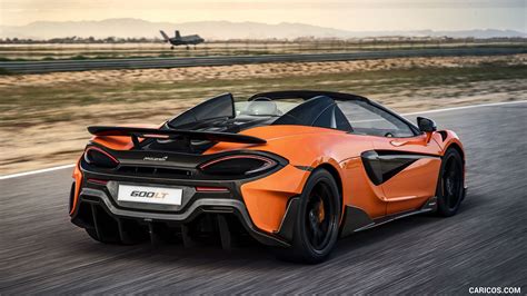 2020 McLaren 600LT Spider (Color: Myan Orange) - Rear Three-Quarter | Caricos