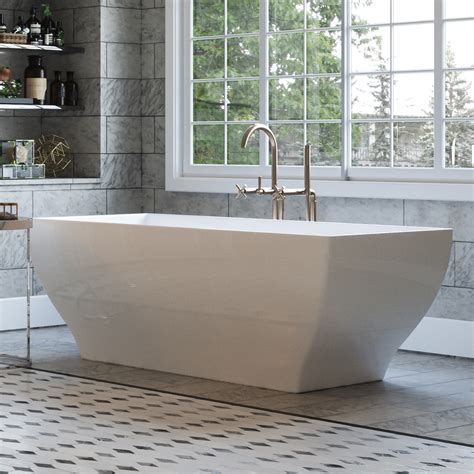 Manchester 63 inch Modern Freestanding Tub in White — Pelham and White