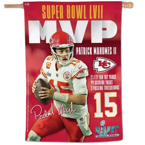 PATRICK MAHOMES KANSAS City Chiefs Super Bowl Mvp 28"X40" Banner Flag ...