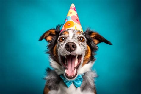 Premium AI Image | dog wearing a bright birthday hat