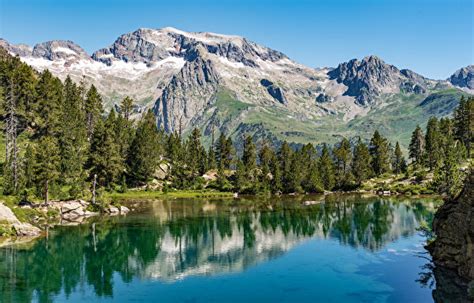 Fonds d'ecran Espagne Montagnes Lac Photographie de paysage Benasque Aragon Picea Nature ...